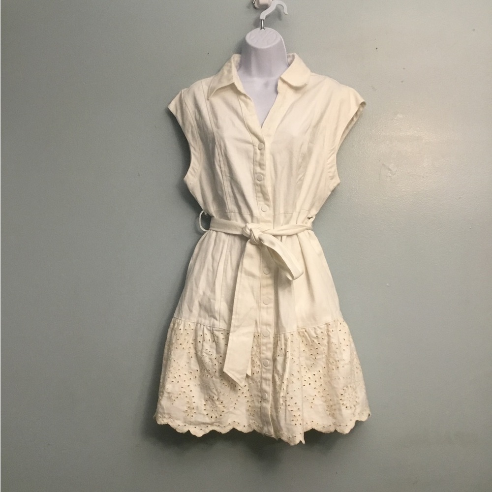 Solitaire Cream Button-Down Mini Dress